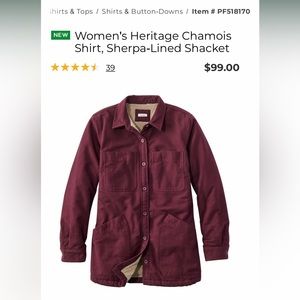L.L. Bean Heritage Chamois, Sherpa-Lined Shacket